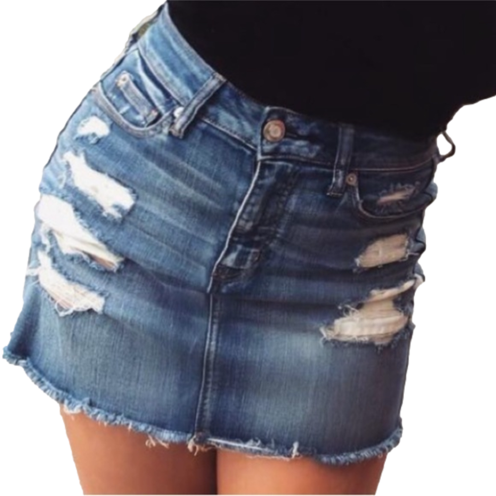 American Eagle AE Stretch Jean Denim Distressed Mini Skirt Size 4